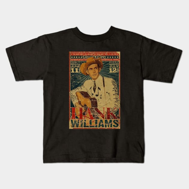 Vintage Poster Hank Williams Kids T-Shirt by Sentra Coffee